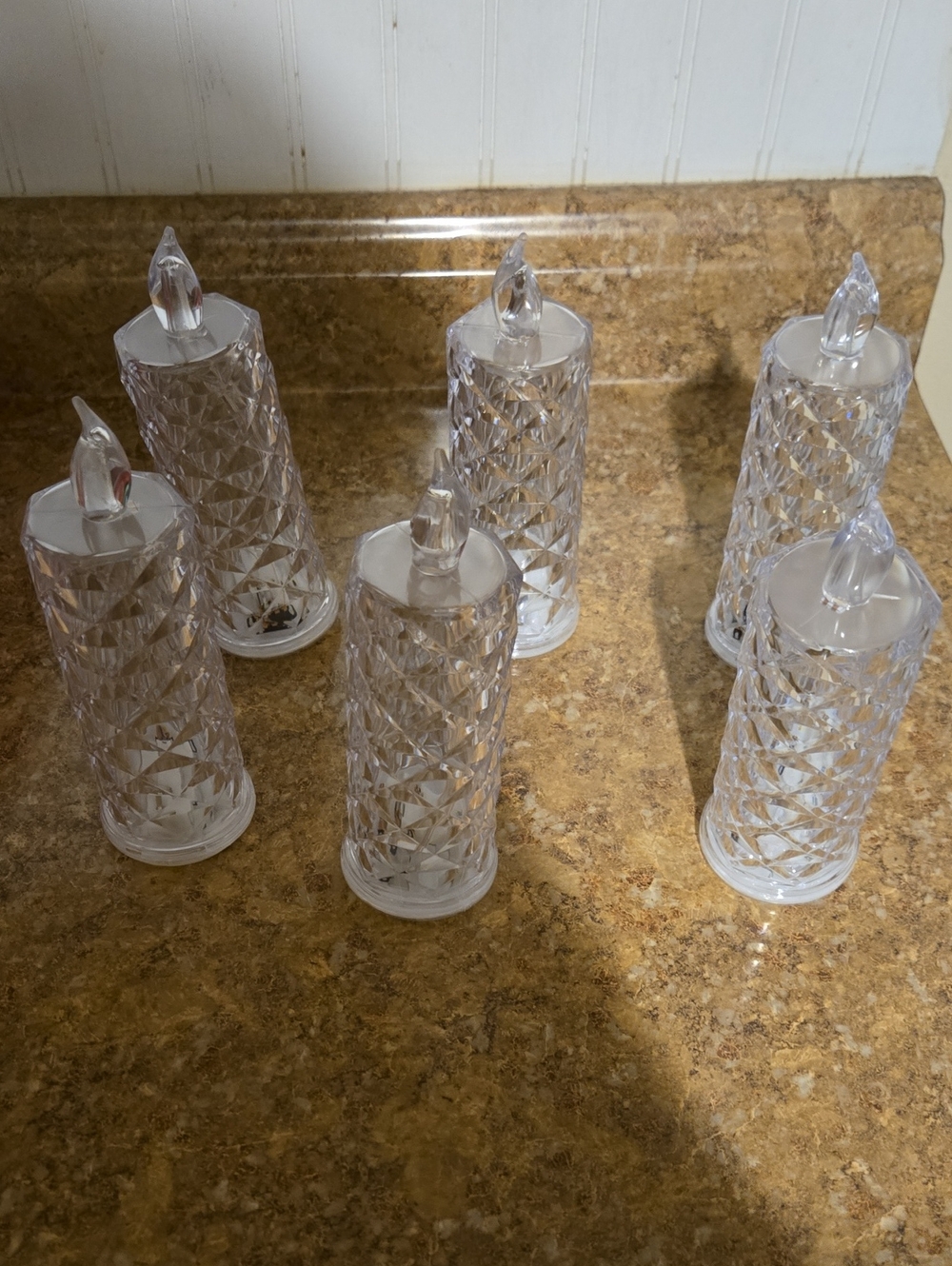 Elegant Diamond Cut LED Pillar Candles 6 Pack - Picture 2 of 6